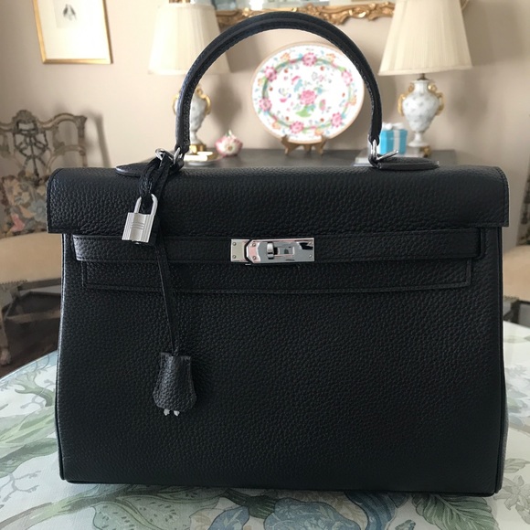 Handbags - Black Kelly Bag 32 Silver Hardware Birkin